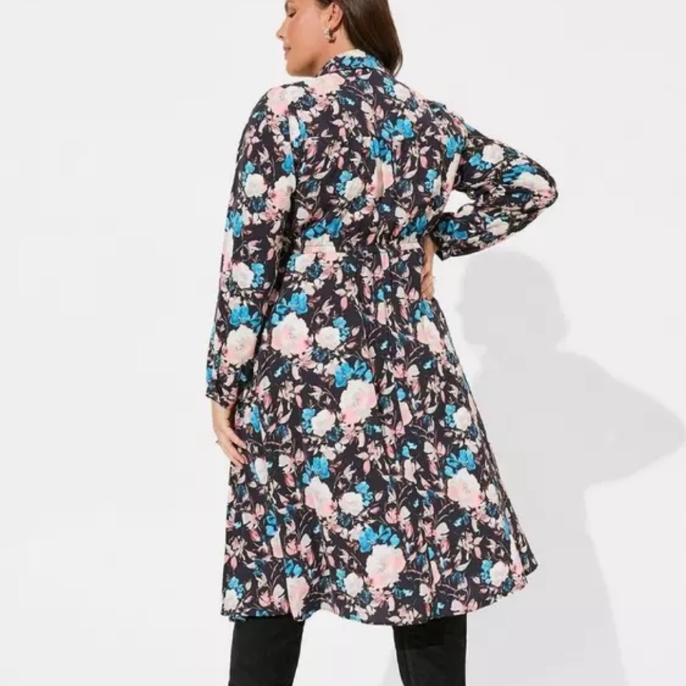 NWT Midi Studio Crepe De Chine Long Sleeve Button Front Shirtdress size 1X - Picture 2 of 15